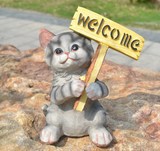 庭院别墅树脂摆件趣味花园园艺饰品美国缅因猫欢迎牌美丽心情
