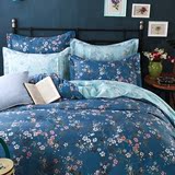 美式田园小碎花全棉四件套 韩式蓝色纯棉床单被套床上用品1.5m