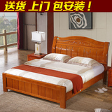 包邮全实木床橡木高箱储物1.8米双人1.5m单人床现代简约中式婚床