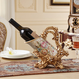 欧式红酒架 家居饰品客厅摆件 创意奢华装饰品酒柜摆件酒瓶架树脂