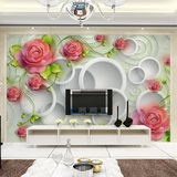 3d立体电视背景墙纸壁画无缝唯美玫瑰花欧式客厅现代简约影视墙布