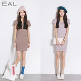 EAL新品春季韩版性感女装V领套头中长款毛衣女式针织衫连衣裙L130