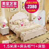 韩式床田园床公主床双人床实木床欧式床高箱床 婚床1.8米卧室