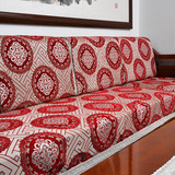中式实木沙发垫布艺四季防滑坐垫红木沙发巾套罩飘窗垫红色靠背巾