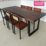 简约宜家咖啡厅实木长方形桌子 美式现代创意写字台餐桌家具组装