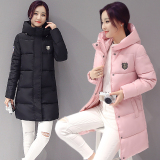 棉衣女中长款大码学生韩国外套加厚显瘦连帽修身时尚新款棉服冬装