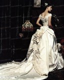 2105春夏新款欧式皇家宫廷复古长拖尾婚纱精美钉珠短袖婚纱