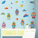 可移除墙贴 机器人 卡通儿童房客厅卧室床头电视背景墙家装贴纸