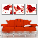 现代客厅装饰画爱心玫瑰三联无框画卧室床头沙发背后时尚墙壁挂画