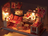 DIY小屋手工拼装模型温馨创意礼物木质灯光迷你玻璃房