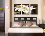 客厅装饰画现代简约无框画床头墙画壁画挂画莲花花卉长方形三联