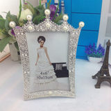 皇冠欧式相框珍珠镶钻创意相框婚纱影楼相框摆台3寸6寸7寸批发