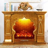 欧式实木壁炉装饰柜客厅电视柜雕花仿真火电壁炉架芯简约家具金色