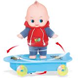 包邮搪胶可洗澡仿真小婴儿娃娃电动万向灯光音乐滑板车儿童玩具车