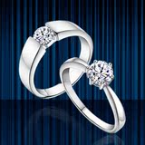 正品18K白金戒指 钻石黄金戒指周大福 男女情侣对戒 珠宝首饰结婚