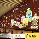 手绘食物3D墙纸咖啡厅休闲吧大型壁画韩式美食自助餐厅饭店壁纸