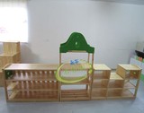 幼儿园原木玩具柜子 组合收纳架 实木置物书柜 儿童图书展示架
