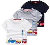 新款夏款韩版精品童装男童儿童印花可爱卡通红绿灯小汽车短袖T恤
