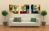 欧式抽象花瓶客厅装饰画沙发背景墙无框画三联画现代简约时尚挂画