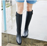 春秋高筒雨鞋女式韩版高筒雨靴女长筒时尚平跟骑士马靴防滑水靴