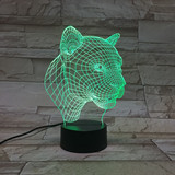 创意投影灯豹子头彩色立体灯三维灯LED台灯3D灯视觉灯小夜灯 礼物
