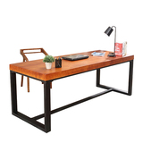 美式乡村铁艺餐桌全开会桌实木会议桌长桌办公桌写字台实木电脑桌