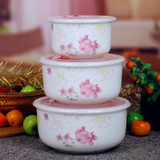 保鲜碗 韩式套碗 粉红佳人密封碗 泡面碗 陶瓷碗 餐具 3件套礼盒
