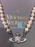 專櫃正品代購 Vivienne Westwood 銀色Swarovski水鑽土星珍珠項鏈