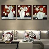 现代客厅装饰画 冰晶玻璃三联画 浮雕立体树脂花卉壁画 挂画 墙画