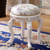 梳妆凳欧式化妆凳子圆形凳 美甲法式换鞋凳 白色皮布小沙发垫脚凳