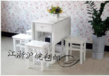 特价一桌四凳家用实木餐桌折叠餐桌白漆环保桌凳套装