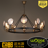 WODSE现代创意美式工业风客厅餐厅酒吧咖啡厅铁艺玻璃灯罩吊灯