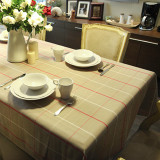欧式桌布布艺欧若拉宜家大格子色织餐桌布 台布 咖啡厅茶几布卡其
