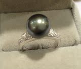 天然大溪地黑珍珠戒指 女款 925银珍珠戒指10-11MM  正圆无瑕正品