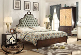 法式布艺实木床 欧式床1.8米 美式床 双人床 婚床 卧室床 方床