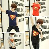 superman短袖T恤男士日系潮牌夏季衣服男生装圆领纯棉体恤衫半袖