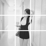 07-1664 韩国2016新款u型挖空无袖西装马甲背心连衣裙 背带裙