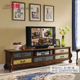 中式简约客厅实木电视柜2.2米长电影墙矮柜收纳地柜整装宜家家具