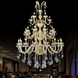 欧式K9水晶蜡烛玻璃管三层香槟金黄色复式楼酒店大堂会所大型吊灯