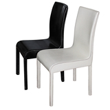 时尚餐椅 无扶手简约现代皮革饰面黑色白色仿皮餐椅休闲椅