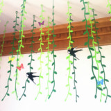 幼儿园教室春天装饰 1米柳条树叶条燕子蝴蝶挂饰 儿童房空中吊饰