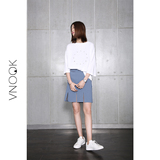 VNOOK2016夏季新品 休闲圆领套头宽松七分袖刺绣字母t恤 女