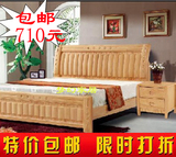 床 双人床 实木床 橡木床 1.5米1.8米 大床 田园风格实木床包邮