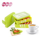 Fasola创意双层便携便当盒 日本成人可分格多层微波炉带盖大饭盒