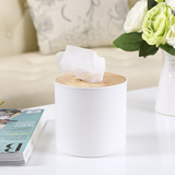 原色橡木圆形纸巾盒  客厅家用卫生纸抽纸创意桌面收纳盒 包邮