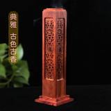 线香炉 立式线香盒越南花梨红木四面雕刻镂空熏香炉香插 批发包邮