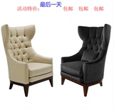欧式新古典实木沙发椅靠高背椅形象椅样板间单人沙发椅装饰餐椅子