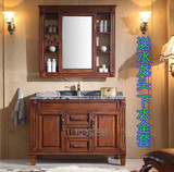 美式实木浴室柜欧式洗手池面盆柜台盆柜仿古橡木镜柜田园落地现代