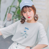 Littlebunny 日系圆领纯色甜美学院T恤 清新2016夏季女短袖棒球衫