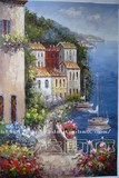 新品 地中海风情纯手绘油画家居饰品风景装饰画 餐厅别墅经典壁画
